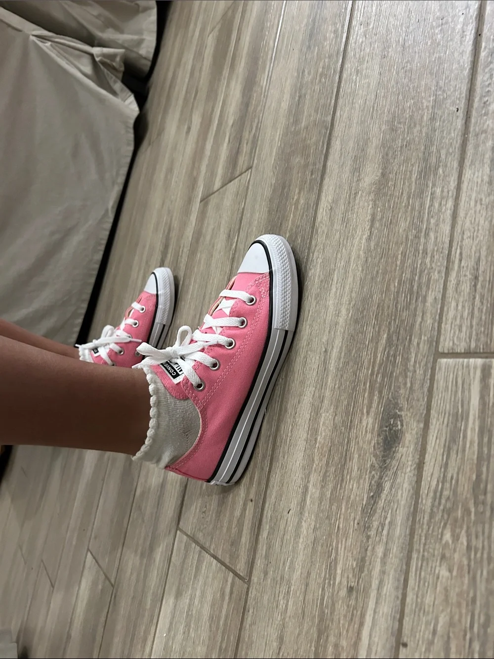 Converse Pink Low-Top Canvas Sneakers with White Trim